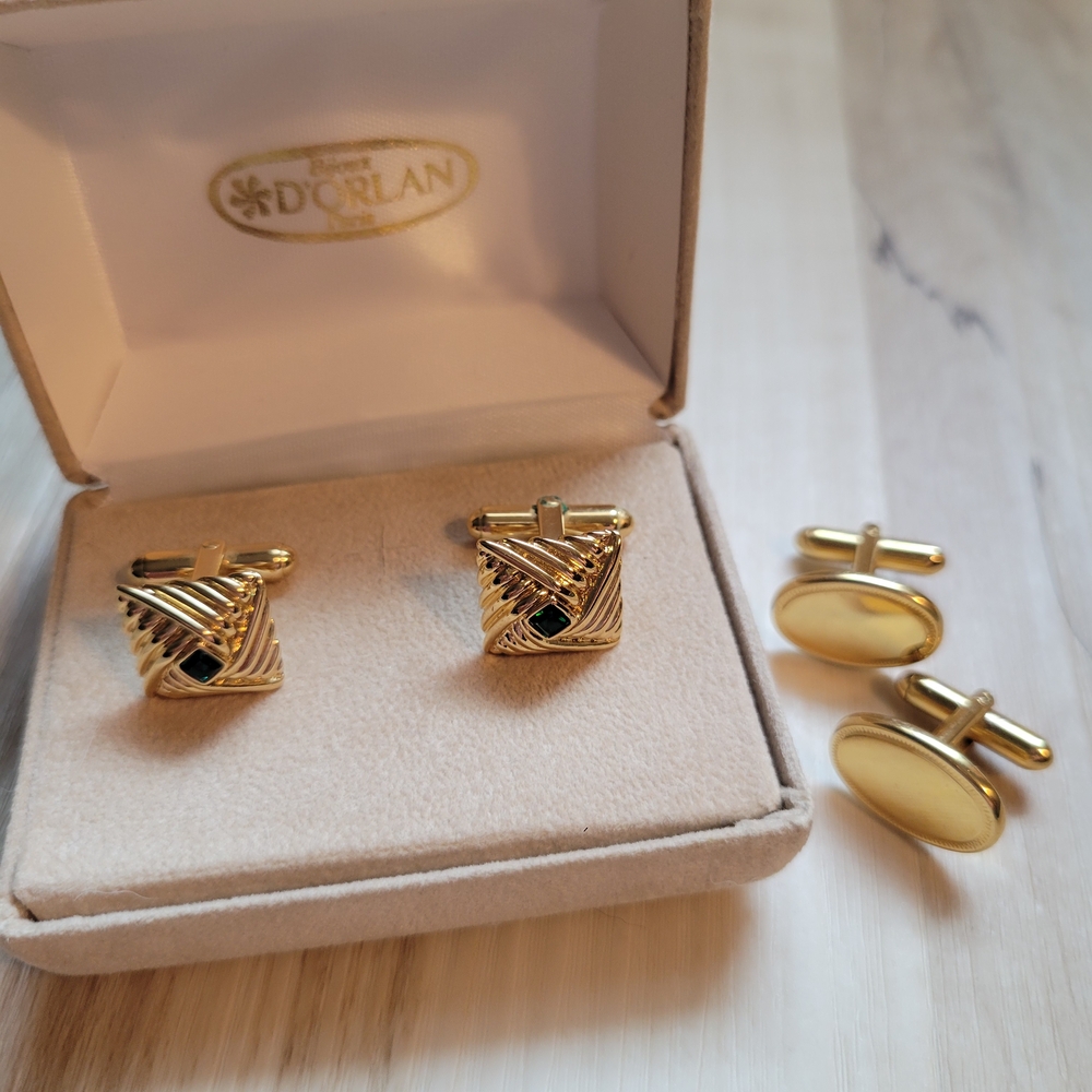 Gold and Black Cufflinks Set for Men